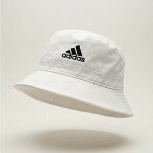 Adidas White Bucket Hat with Black Logo